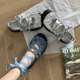 LBSFY  -  Ankle Lace Up Women Mary Jane Shoes Fashion Shallow Butterfly-knot Spring Autumn Ladies Dancing Party Prom Shoes